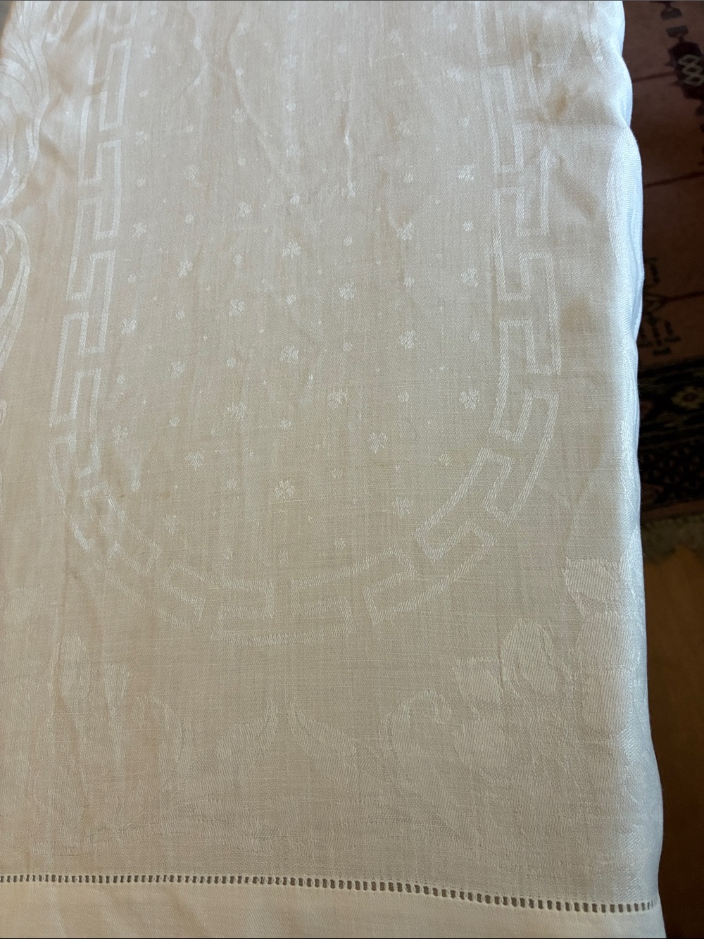 Irish linen White Damask towel